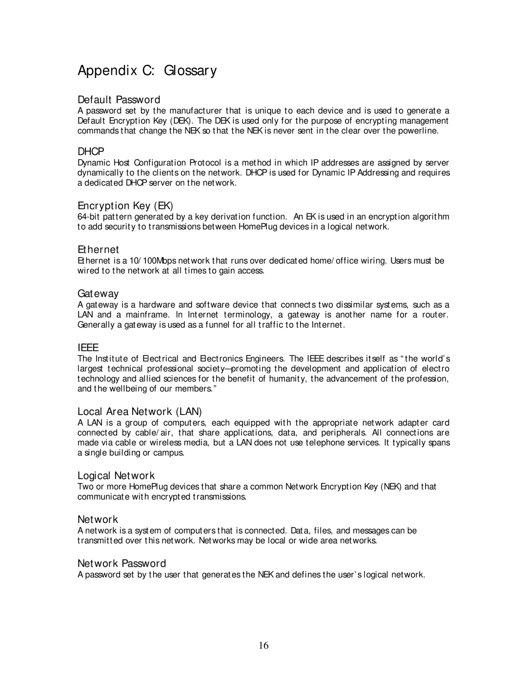 SMC Networks SMCHT-ETH manual Appendix C Glossary 