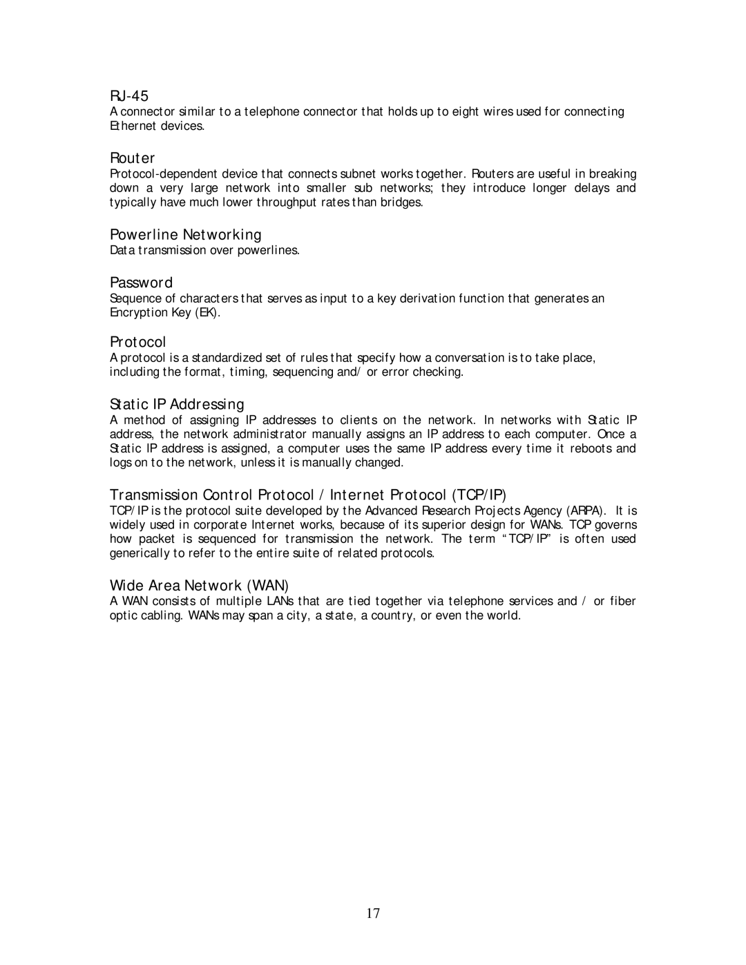 SMC Networks SMCHT-ETH manual RJ-45, Router, Powerline Networking, Password, Protocol, Wide Area Network WAN 