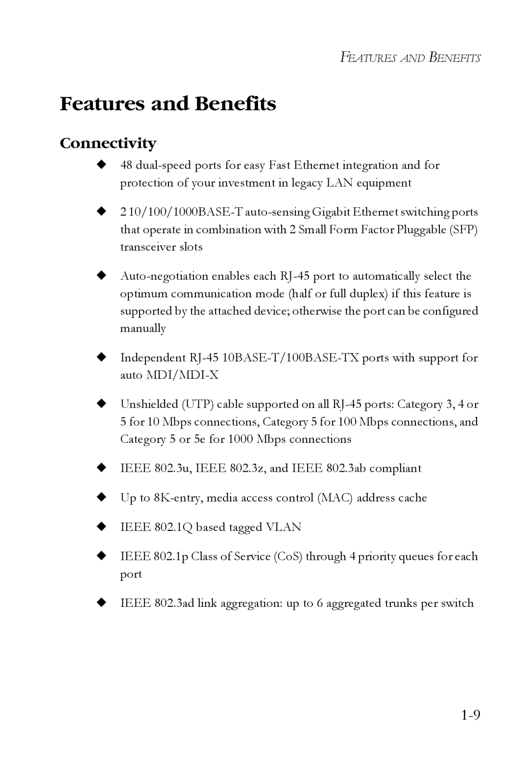 SMC Networks SMCBGSLCX1, SMCRPS600W*, SMCBGLLCX1 manual Features and Benefits, Connectivity 