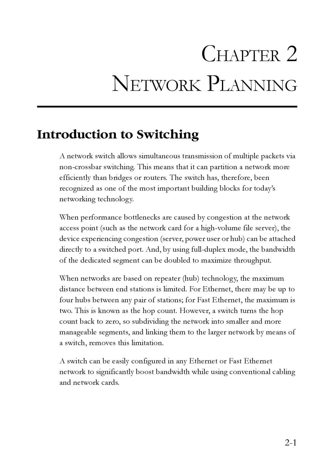 SMC Networks SMCBGLLCX1, SMCRPS600W*, SMCBGSLCX1 manual Chapter Network Planning, Introduction to Switching 