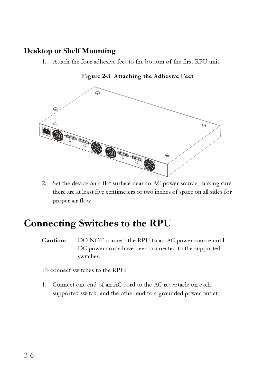 SMC Networks SMCRPU14 manual Connecting Switches to the RPU, Desktop or Shelf Mounting 