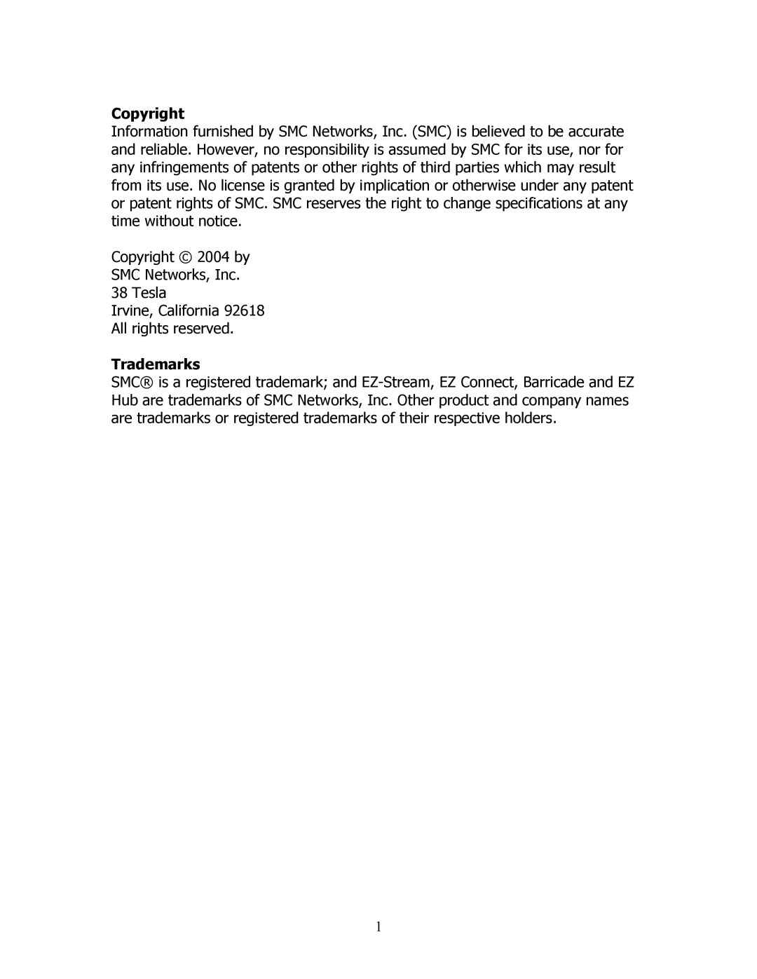 SMC Networks SMCWAA-B manual Copyright, Trademarks 