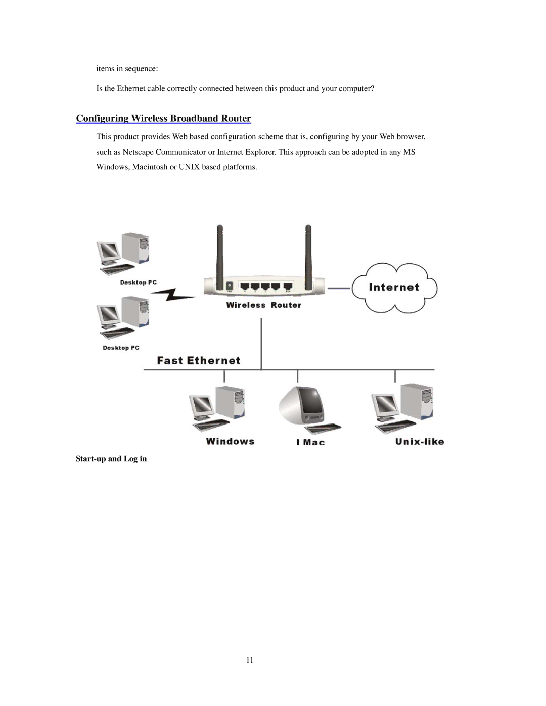 SMC Networks SMCWBR 14-GM manual Configuring Wireless Broadband Router, Start-up and Log 