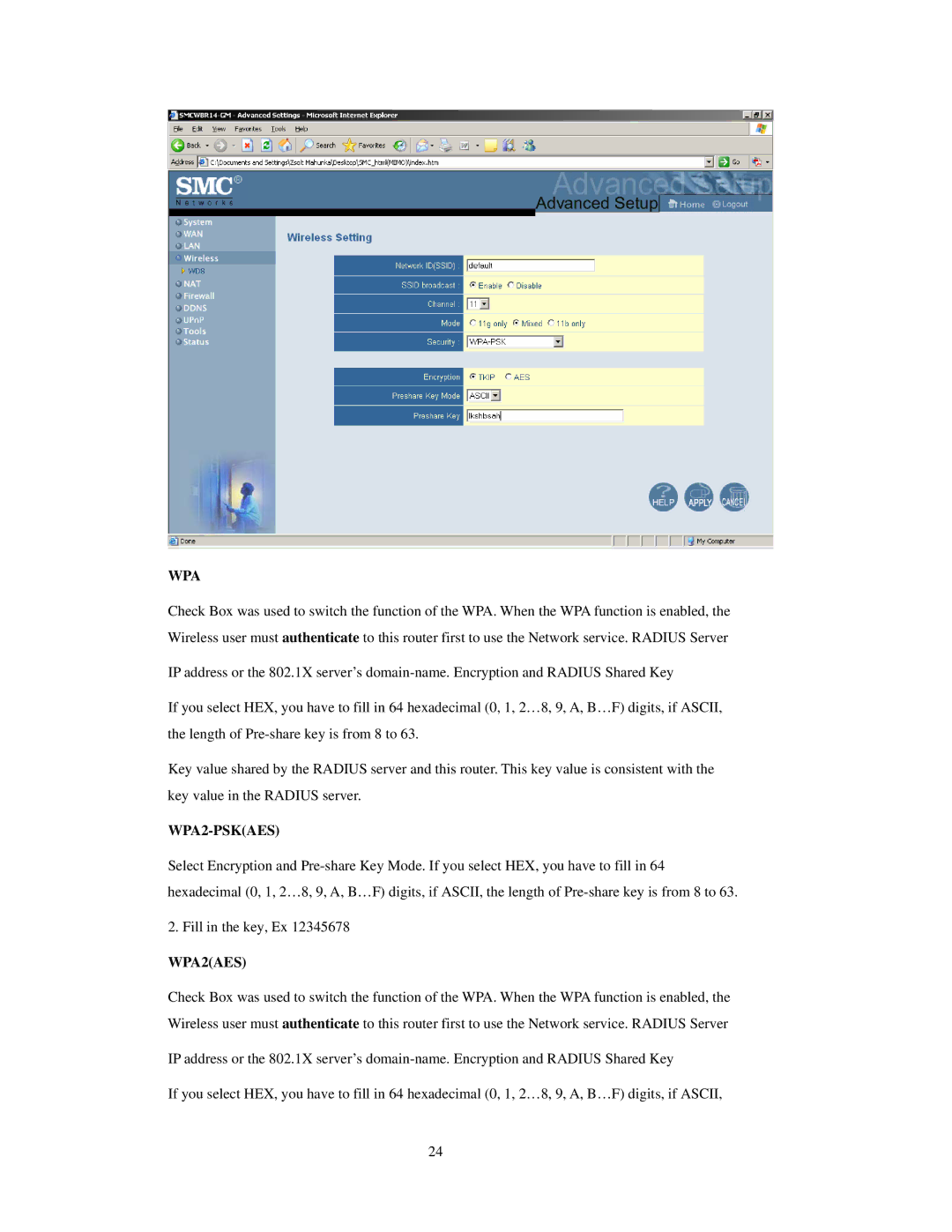 SMC Networks SMCWBR 14-GM manual Wpa 