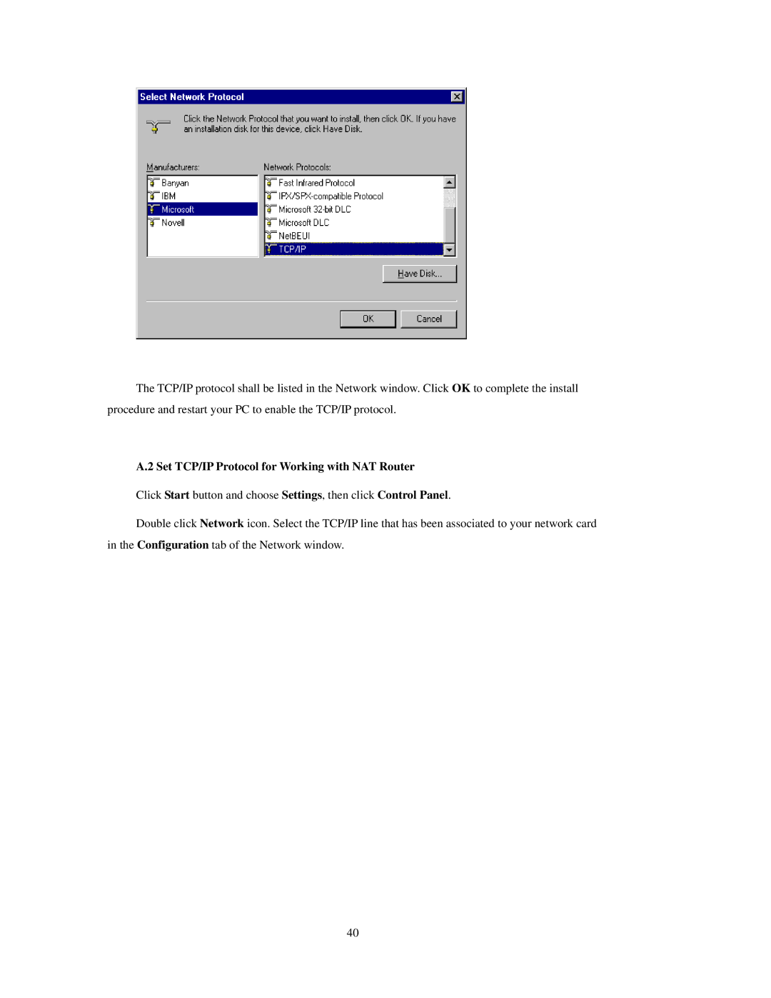 SMC Networks SMCWBR 14-GM manual Set TCP/IP Protocol for Working with NAT Router 