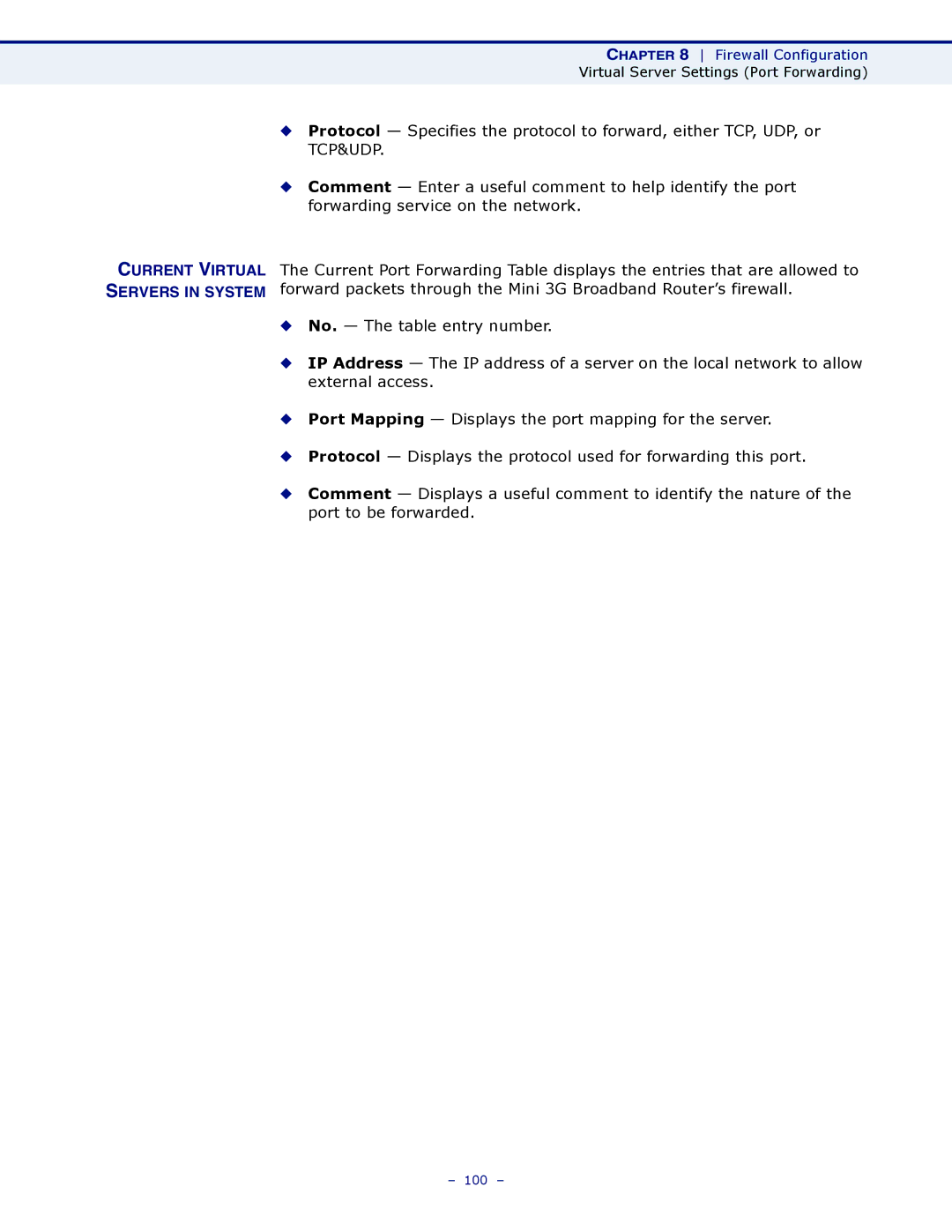 SMC Networks SMCWBR11S-3GN manual Current Virtual Servers in System 