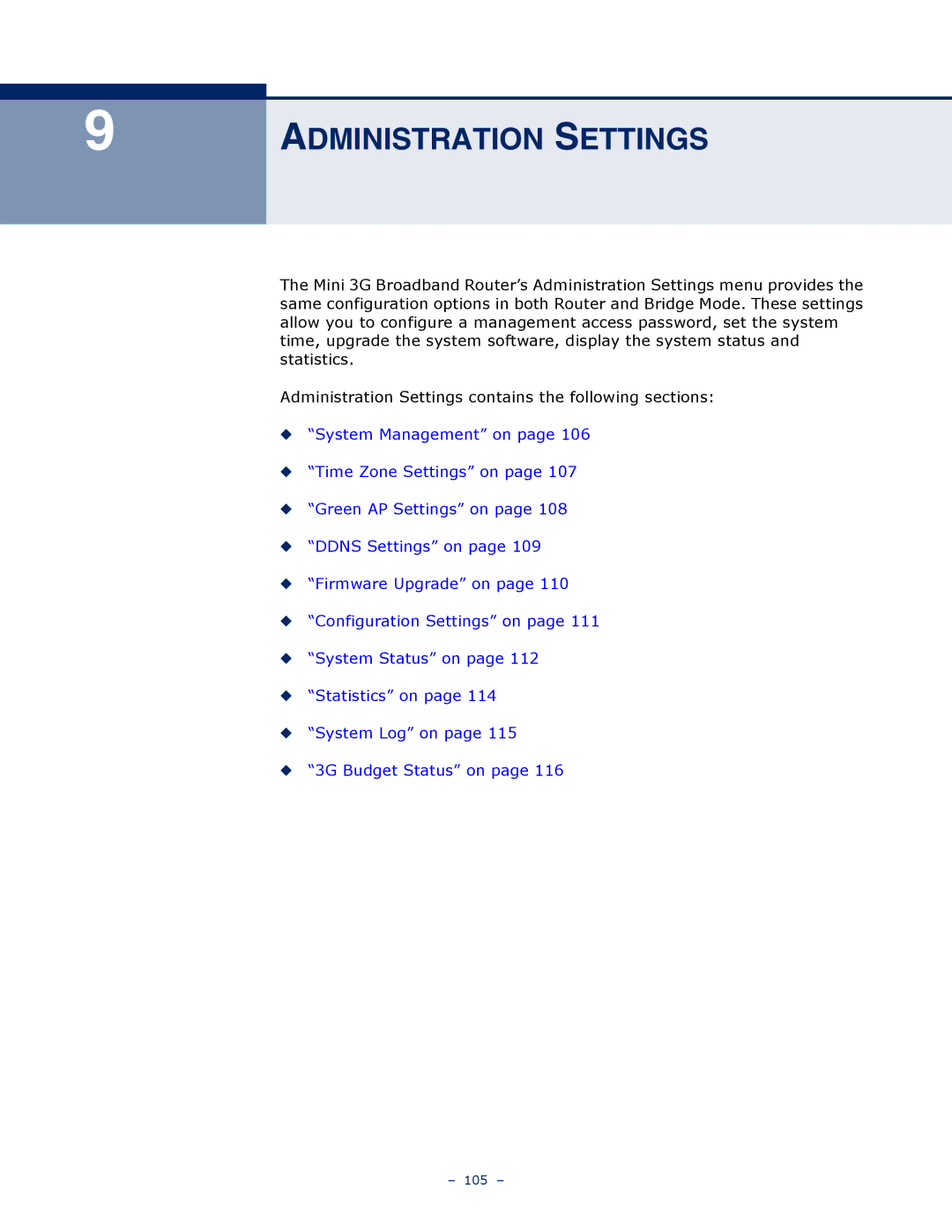 SMC Networks SMCWBR11S-3GN manual Administration Settings 