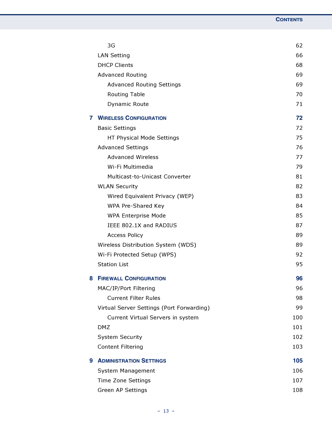 SMC Networks SMCWBR11S-3GN manual 105 