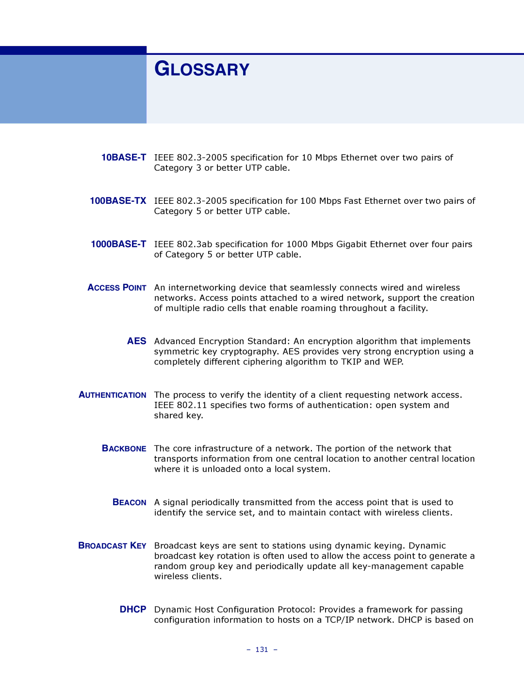 SMC Networks SMCWBR11S-3GN manual Glossary 