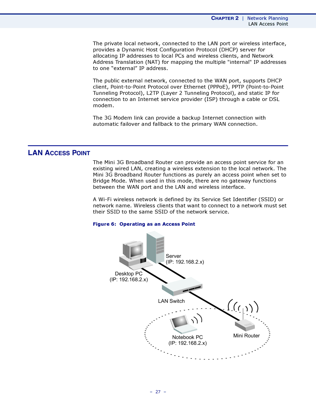 SMC Networks SMCWBR11S-3GN manual LAN Access Point, Operating as an Access Point 