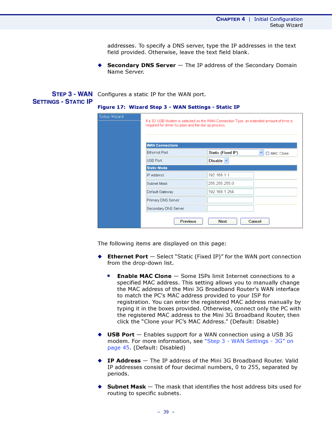 SMC Networks SMCWBR11S-3GN manual Wizard WAN Settings Static IP 