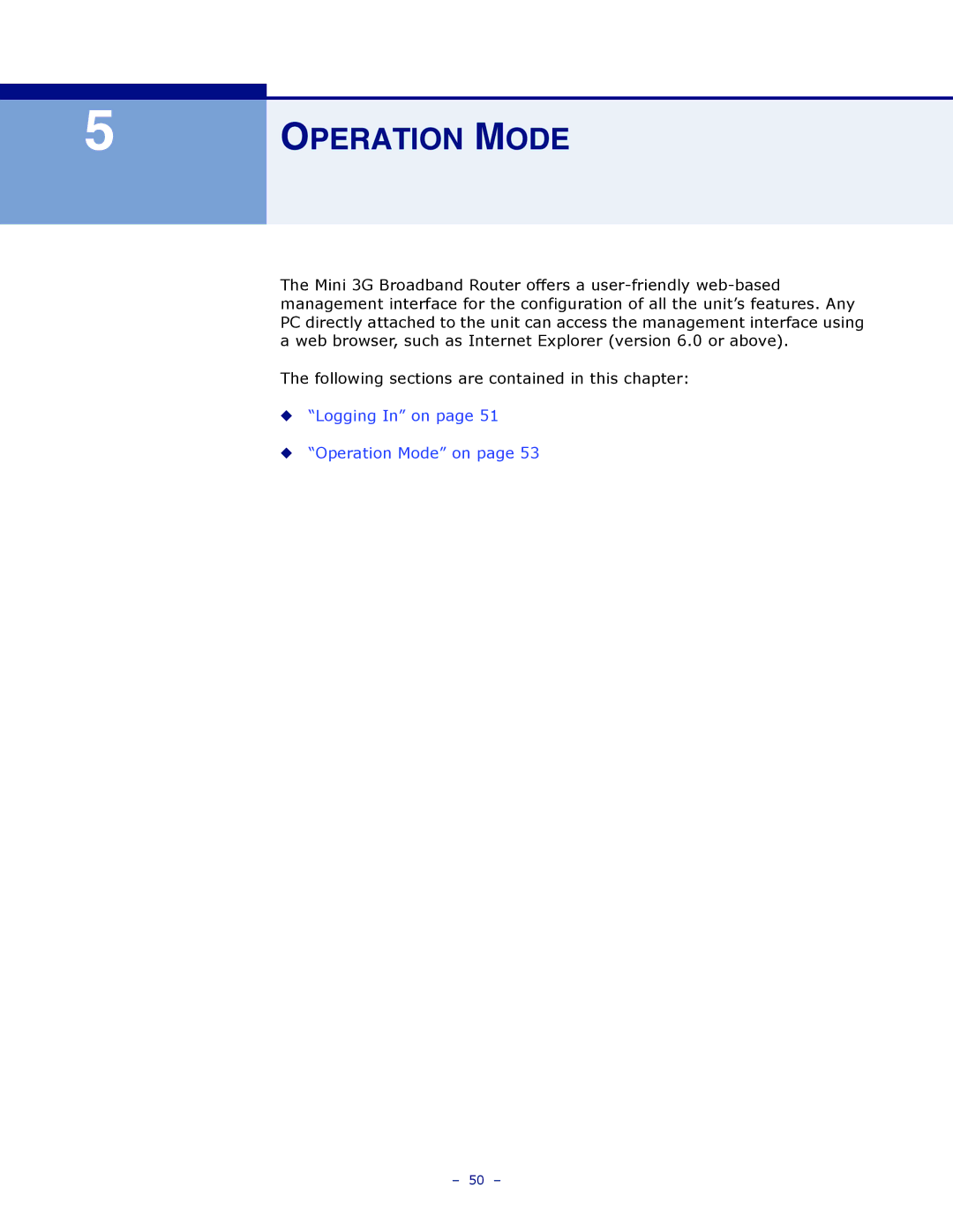 SMC Networks SMCWBR11S-3GN manual Operation Mode 