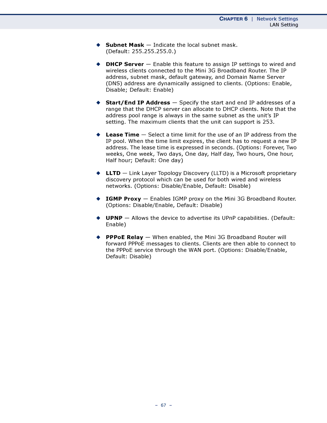 SMC Networks SMCWBR11S-3GN manual Network Settings 