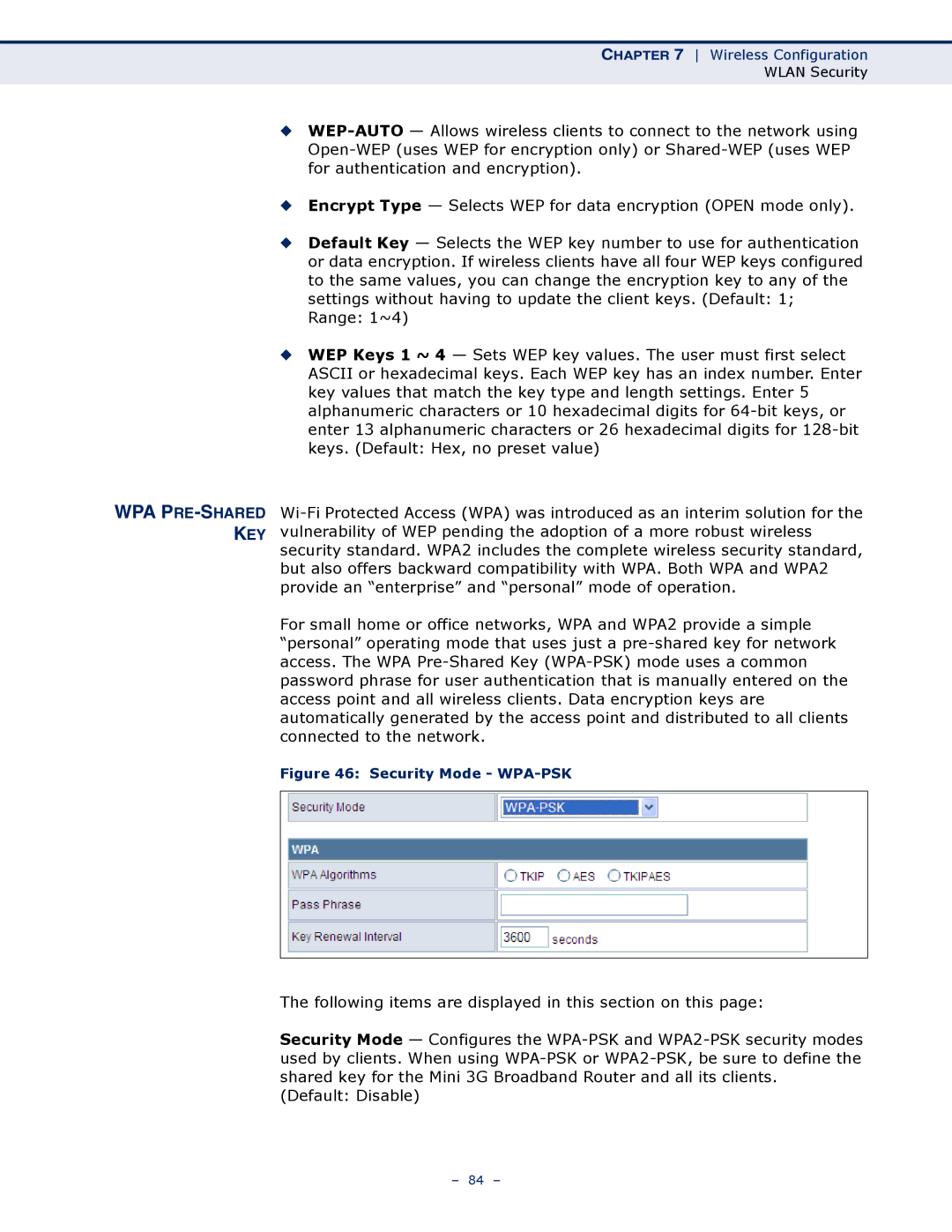 SMC Networks SMCWBR11S-3GN manual Wpa Pre-Shared Key, Security Mode WPA-PSK 