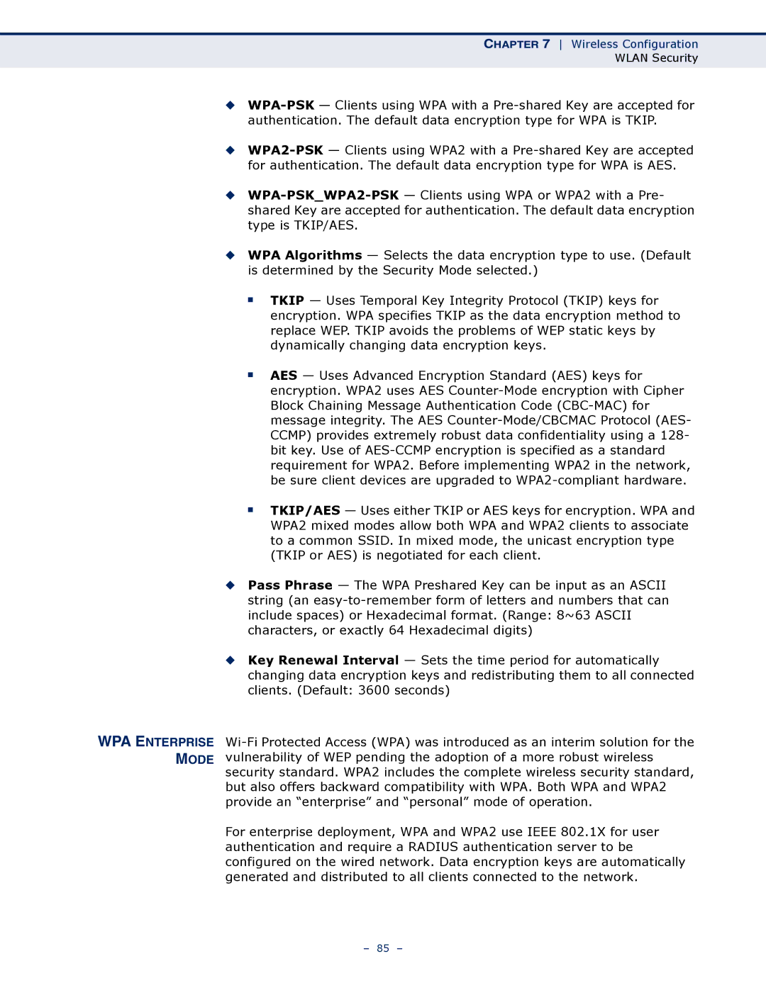 SMC Networks SMCWBR11S-3GN manual WPA Enterprise Mode 