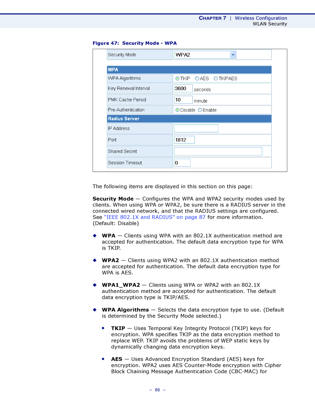 SMC Networks SMCWBR11S-3GN manual Security Mode WPA 