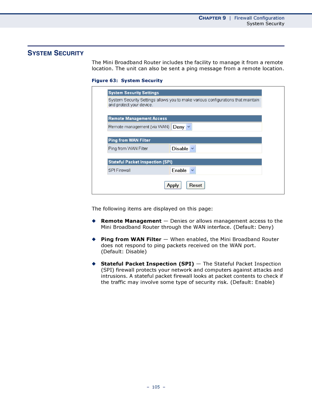 SMC Networks SMCWBR11S-N manual System Security 