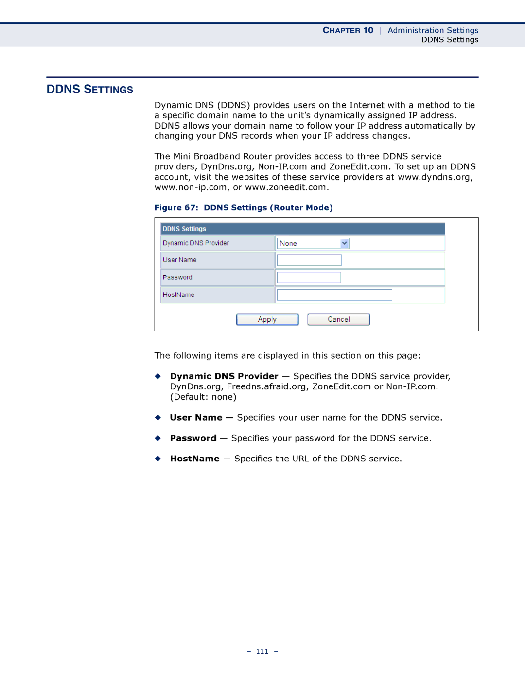 SMC Networks SMCWBR11S-N manual Ddns Settings Router Mode 