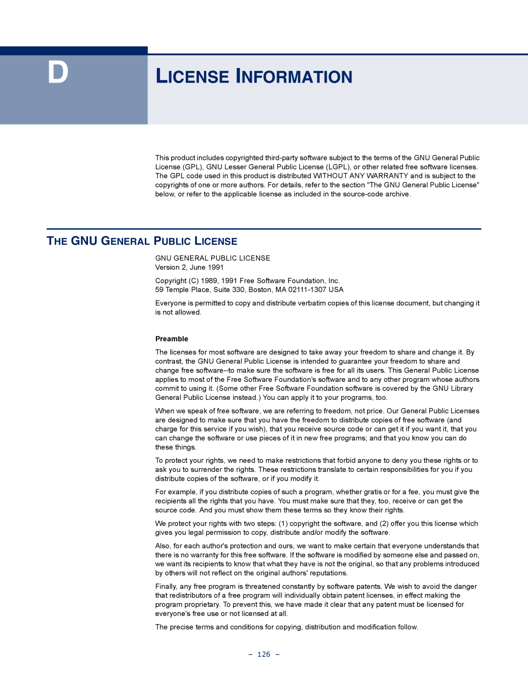 SMC Networks SMCWBR11S-N manual License Information, GNU General Public License 