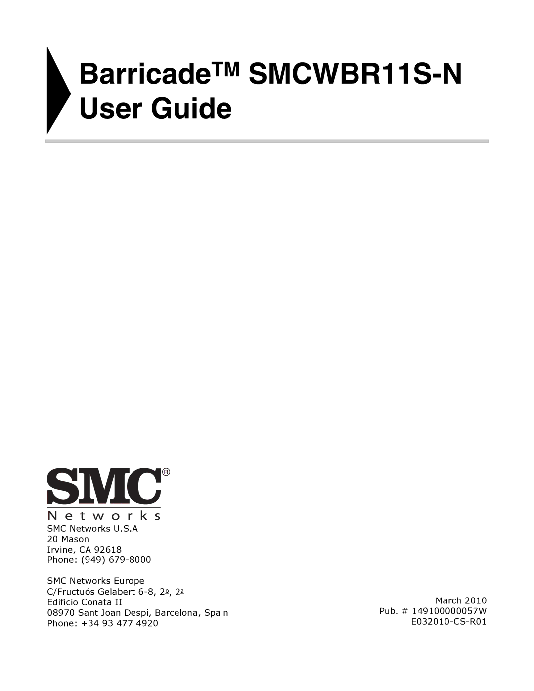 SMC Networks manual BarricadeTM SMCWBR11S-N User Guide 