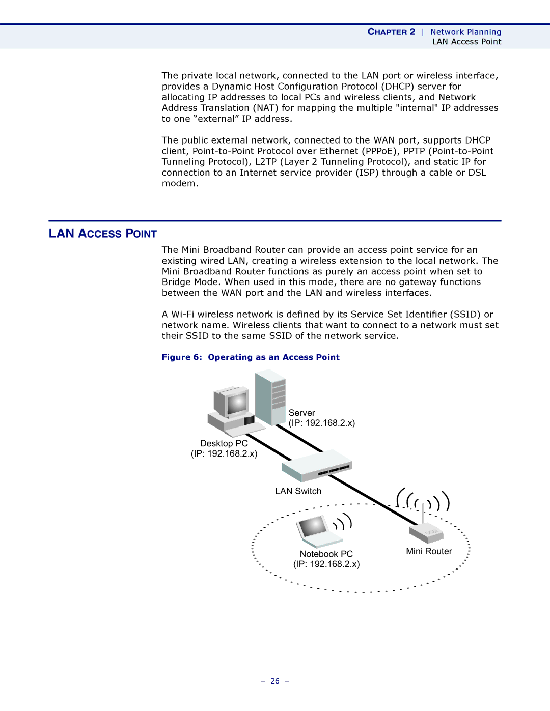 SMC Networks SMCWBR11S-N manual LAN Access Point, Operating as an Access Point 