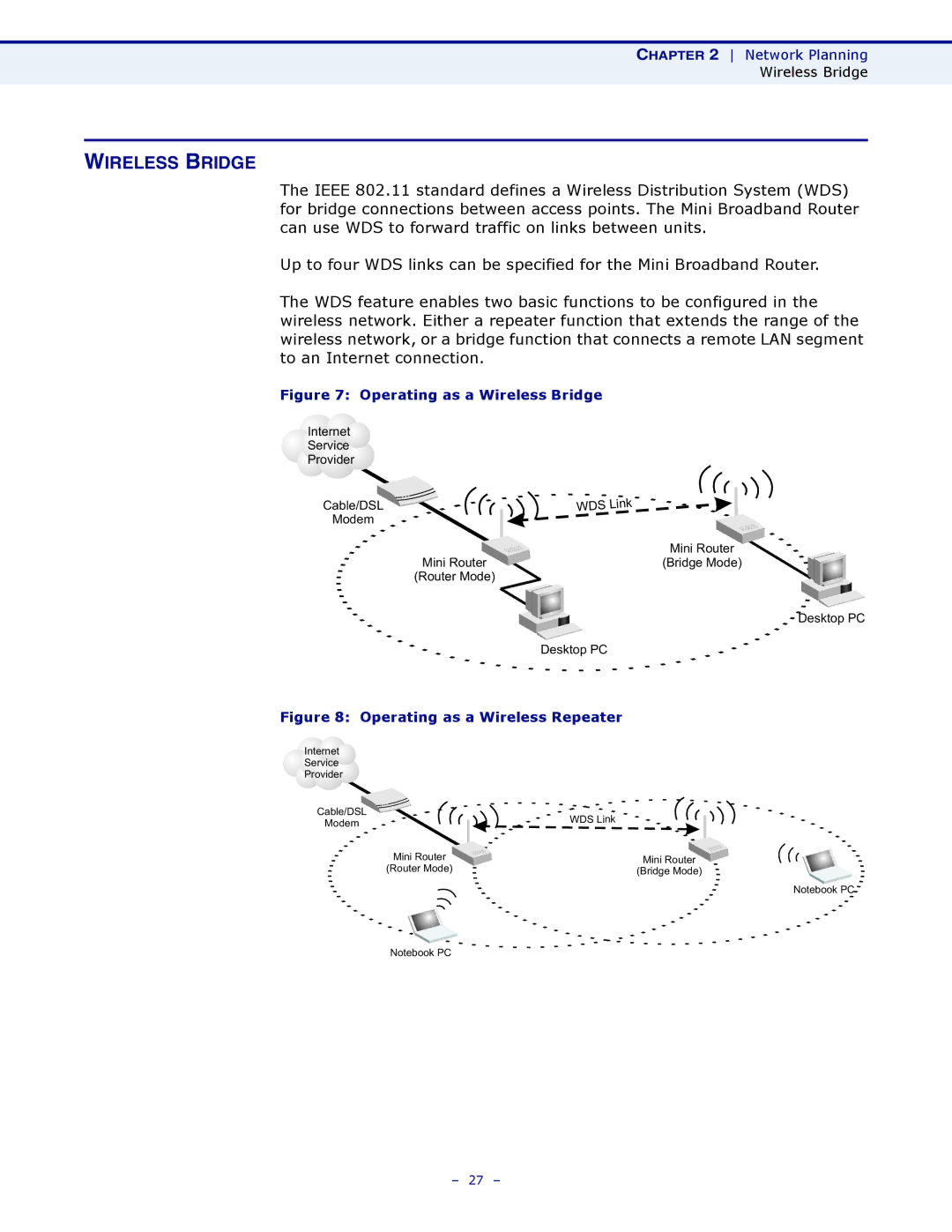 SMC Networks SMCWBR11S-N manual Operating as a Wireless Bridge 