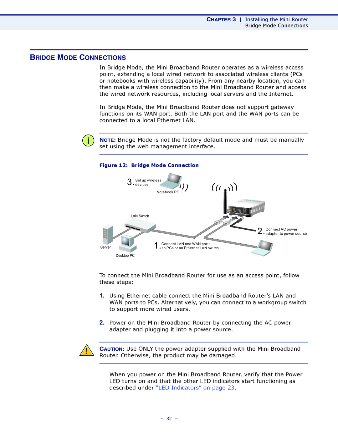 SMC Networks SMCWBR11S-N manual Bridge Mode Connections 