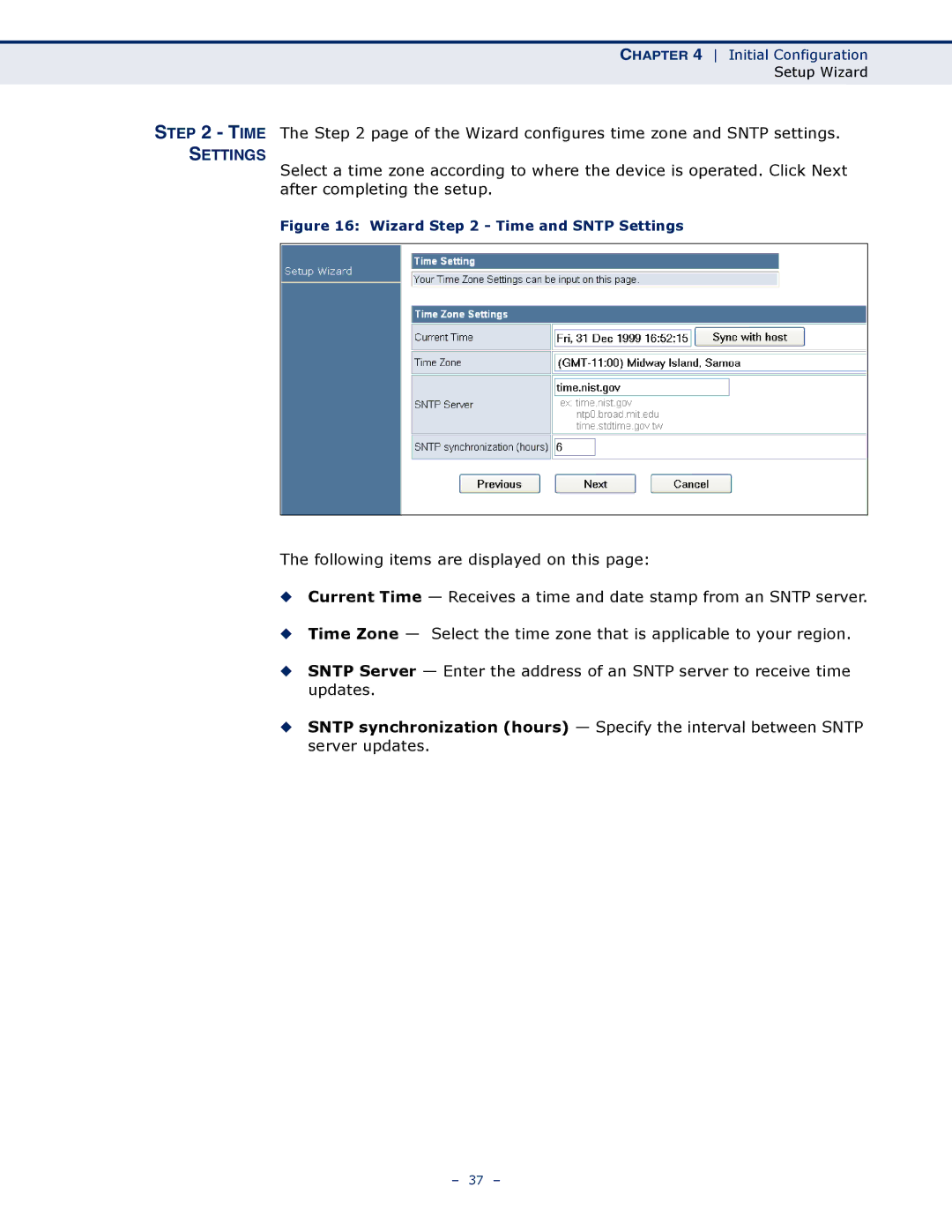 SMC Networks SMCWBR11S-N manual Wizard Time and Sntp Settings 