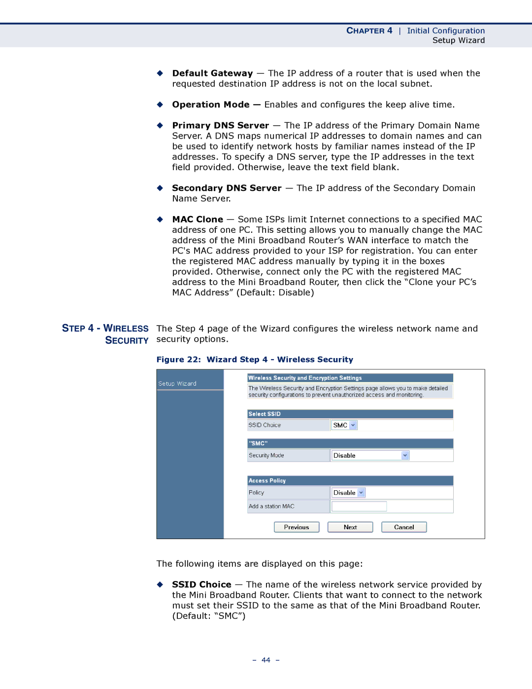 SMC Networks SMCWBR11S-N manual Wizard Wireless Security 