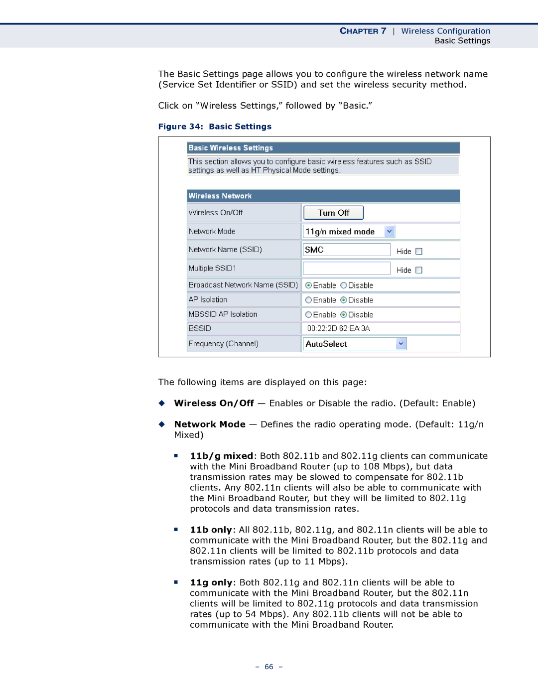 SMC Networks SMCWBR11S-N manual Basic Settings 