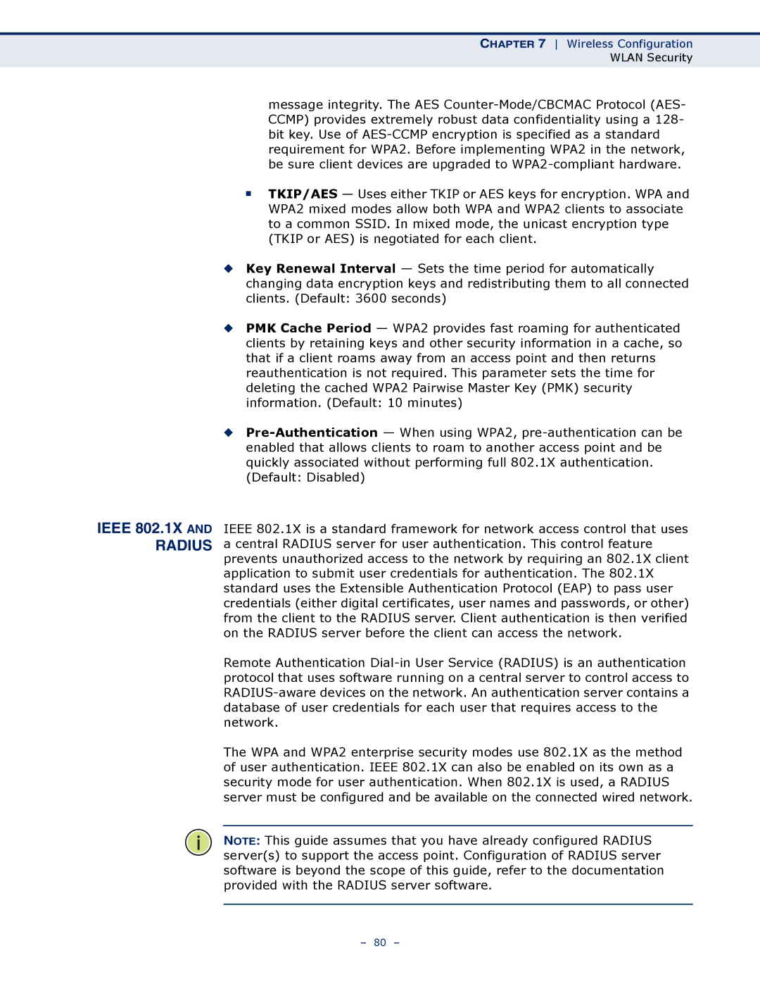 SMC Networks SMCWBR11S-N manual Ieee 802.1X and Radius 