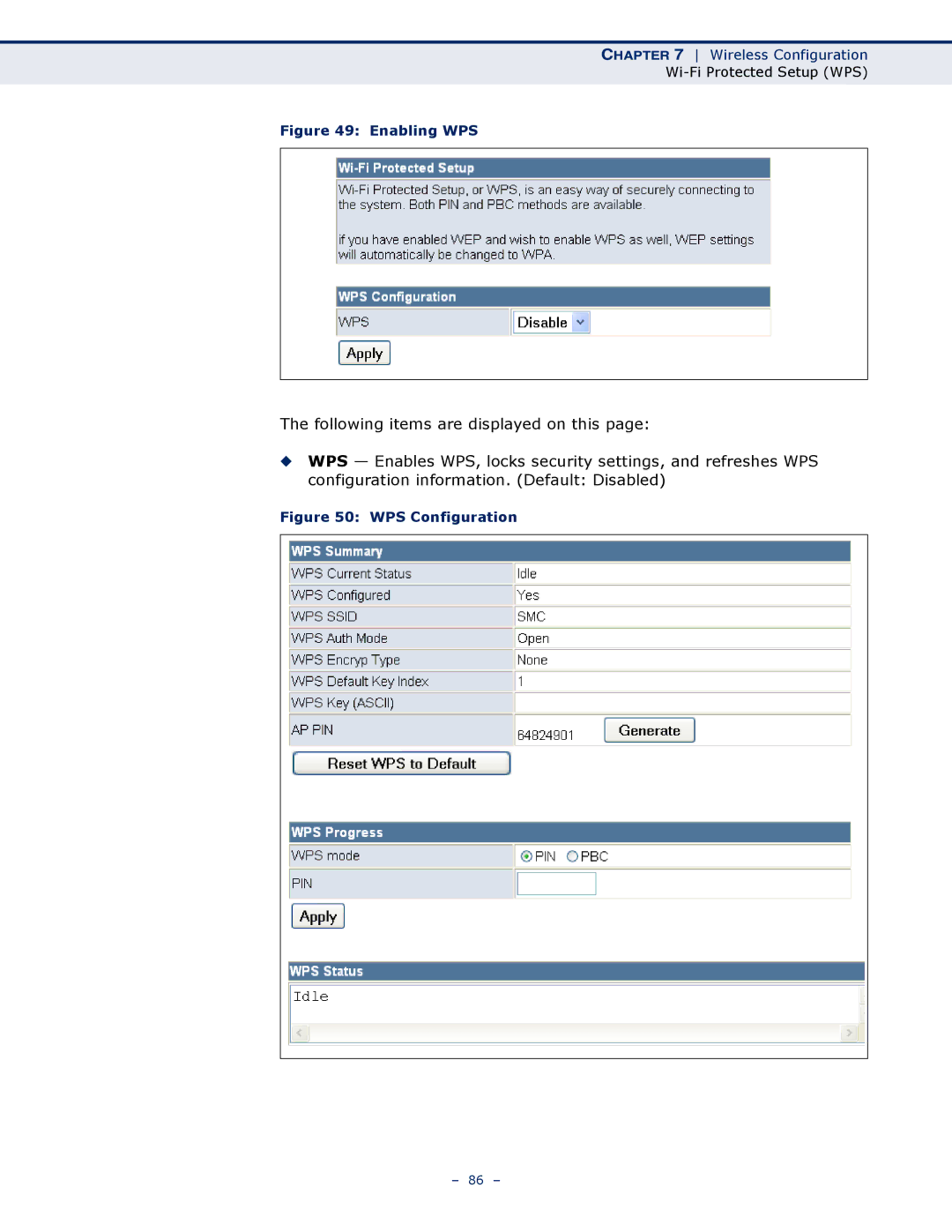 SMC Networks SMCWBR11S-N manual Enabling WPS 