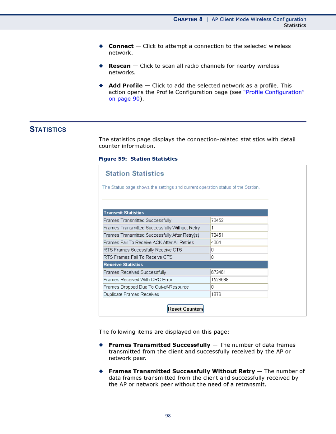 SMC Networks SMCWBR11S-N manual Statistics 