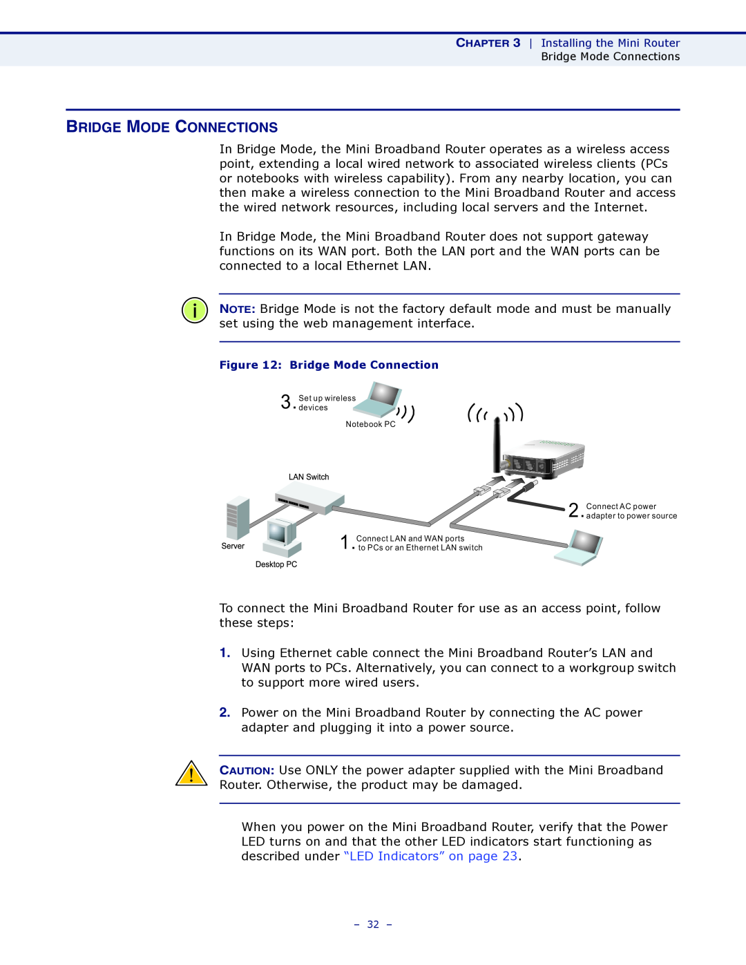 SMC Networks SMCWBR11S-N manual Bridge Mode Connections 