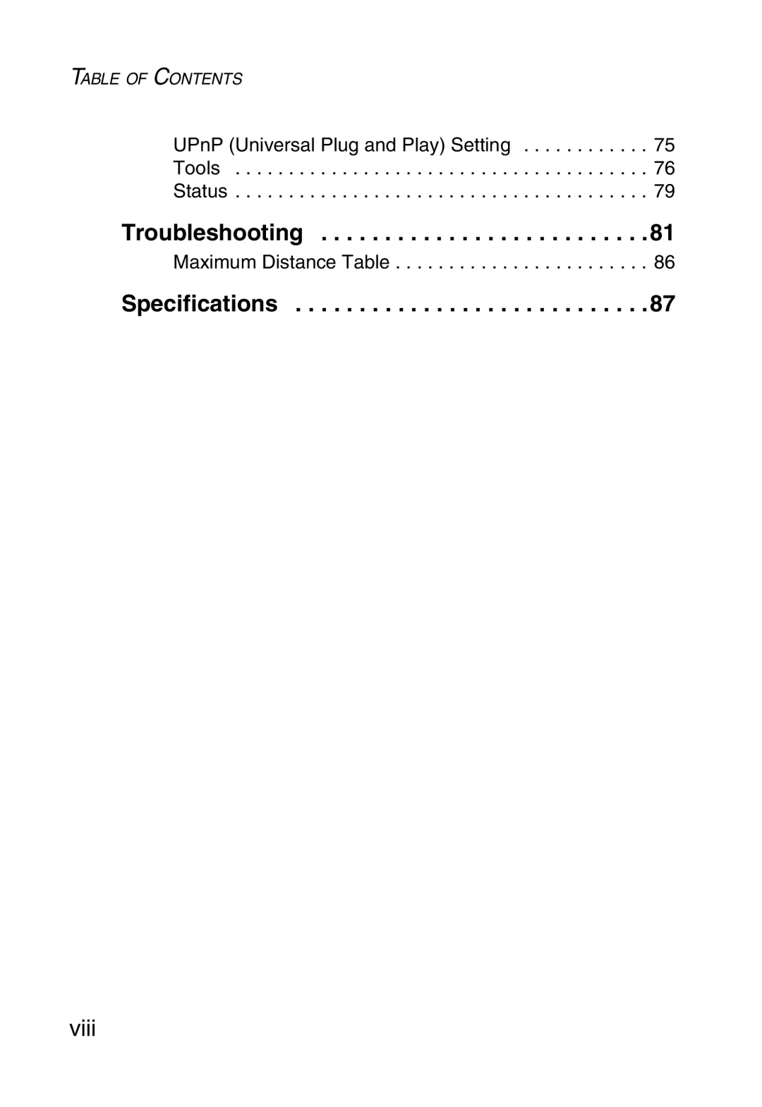 SMC Networks SMCWBR14-G manual Troubleshooting, Specifications 