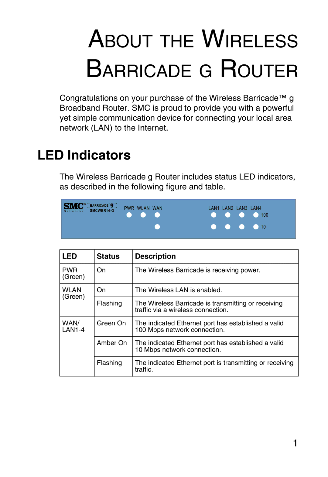 SMC Networks SMCWBR14-G manual About the Wireless Barricade G Router 