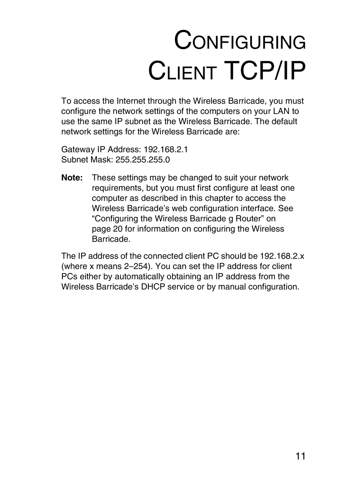 SMC Networks SMCWBR14-G manual Client TCP/IP 