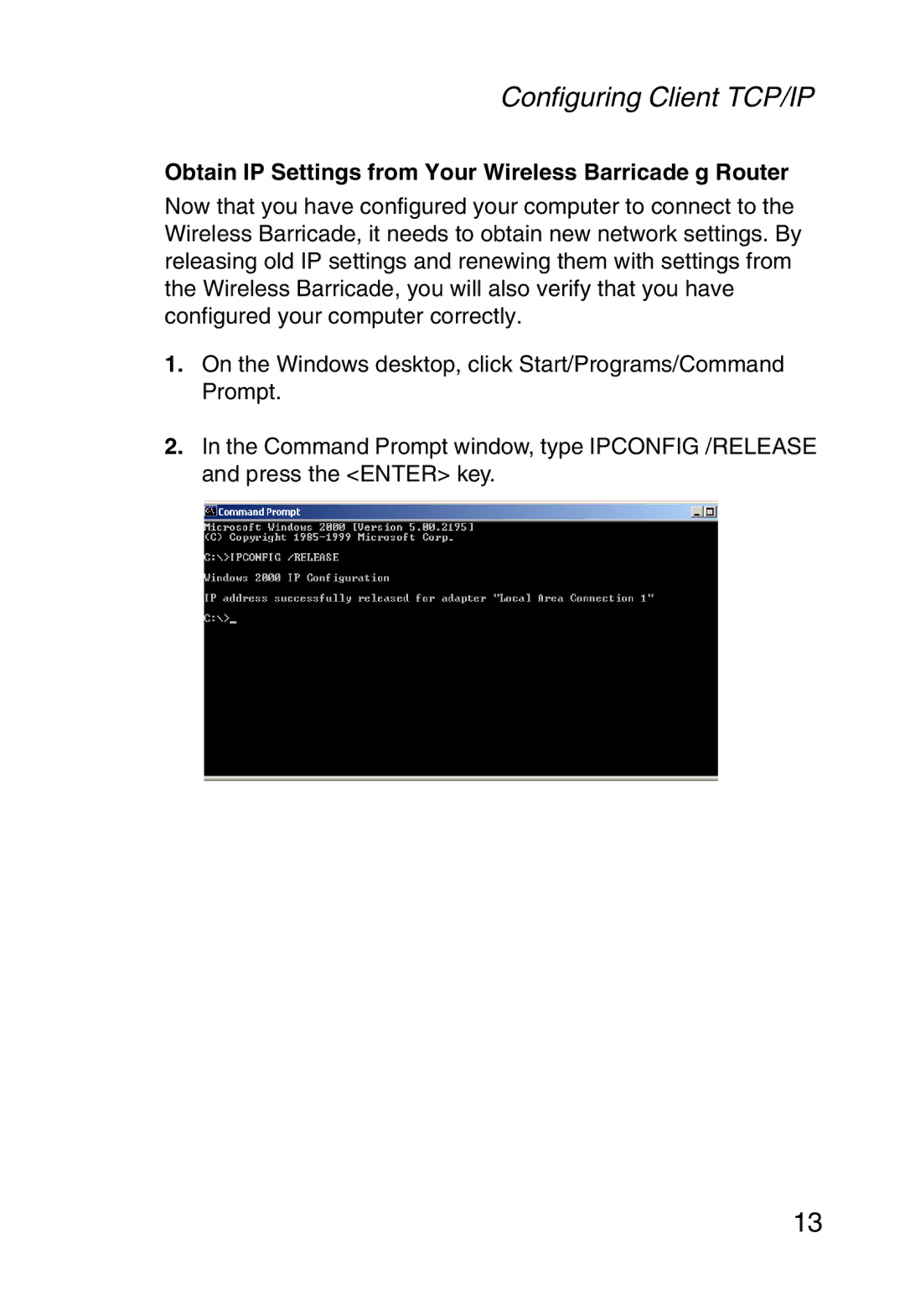 SMC Networks SMCWBR14-G manual Obtain IP Settings from Your Wireless Barricade g Router 