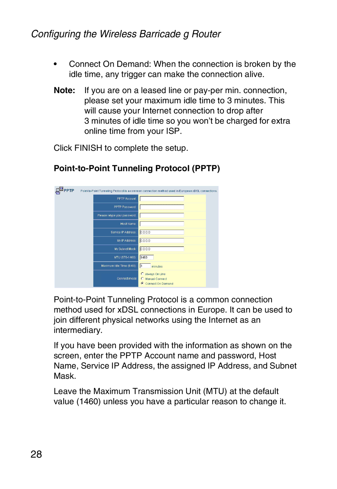 SMC Networks SMCWBR14-G manual Point-to-Point Tunneling Protocol Pptp 