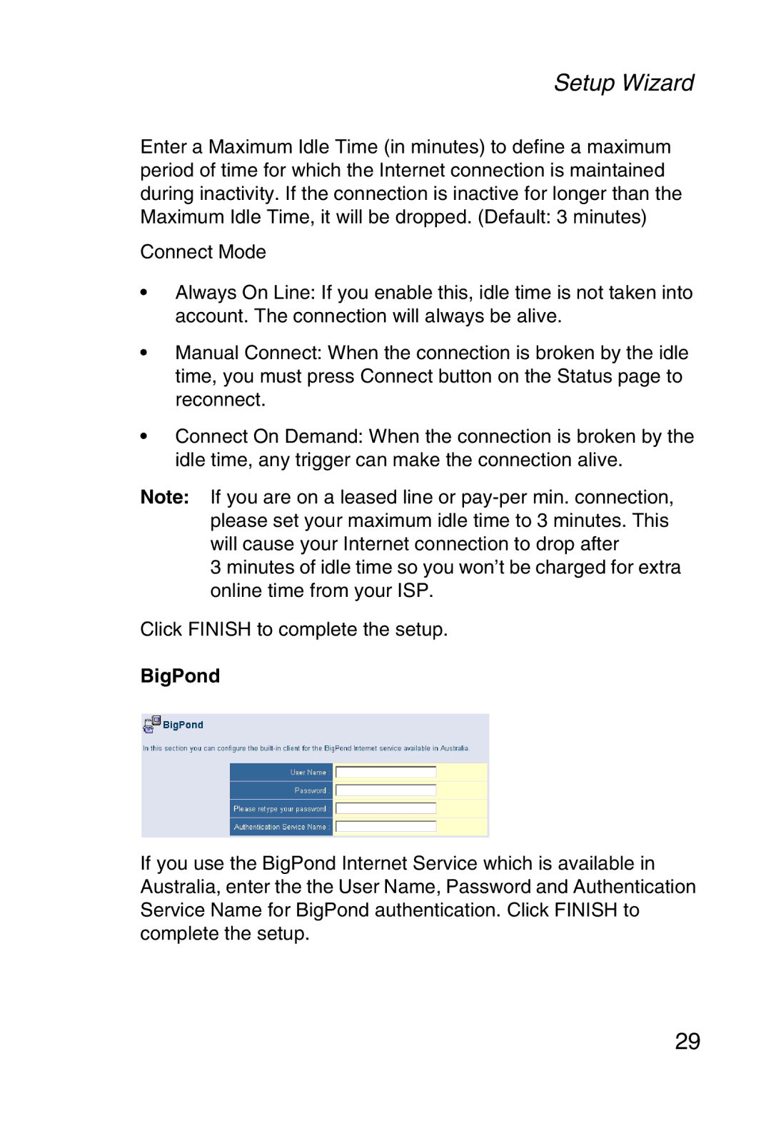 SMC Networks SMCWBR14-G manual BigPond 