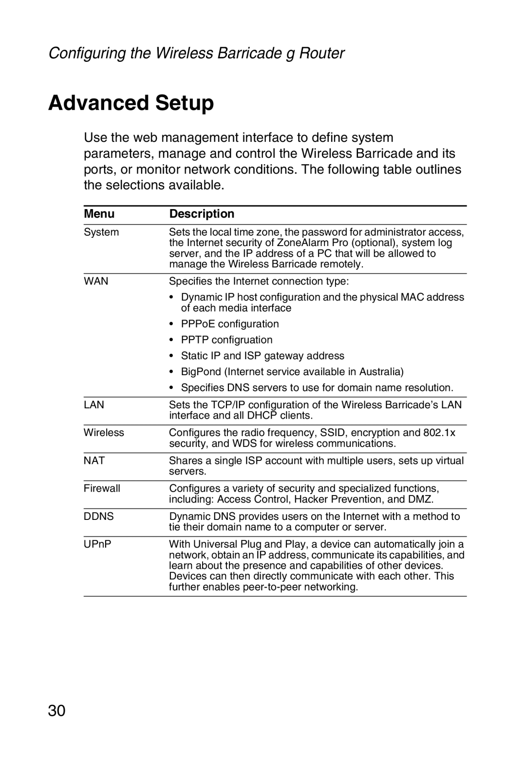 SMC Networks SMCWBR14-G manual Advanced Setup 