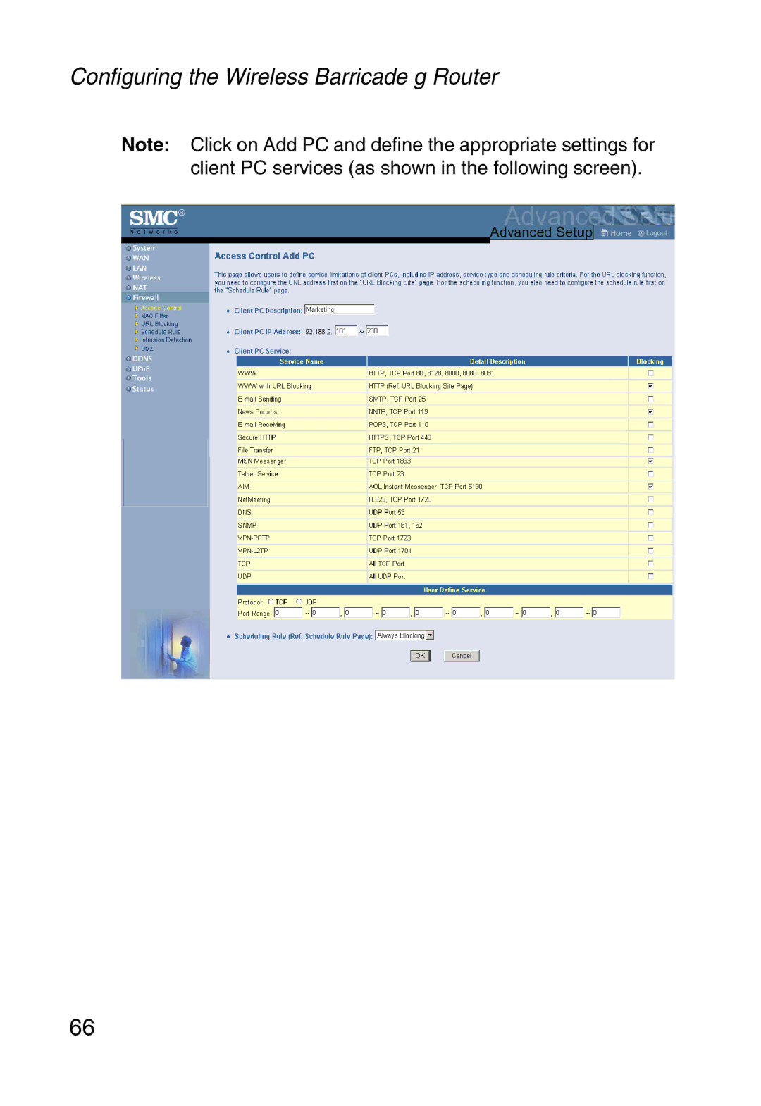 SMC Networks SMCWBR14-G manual Configuring the Wireless Barricade g Router 