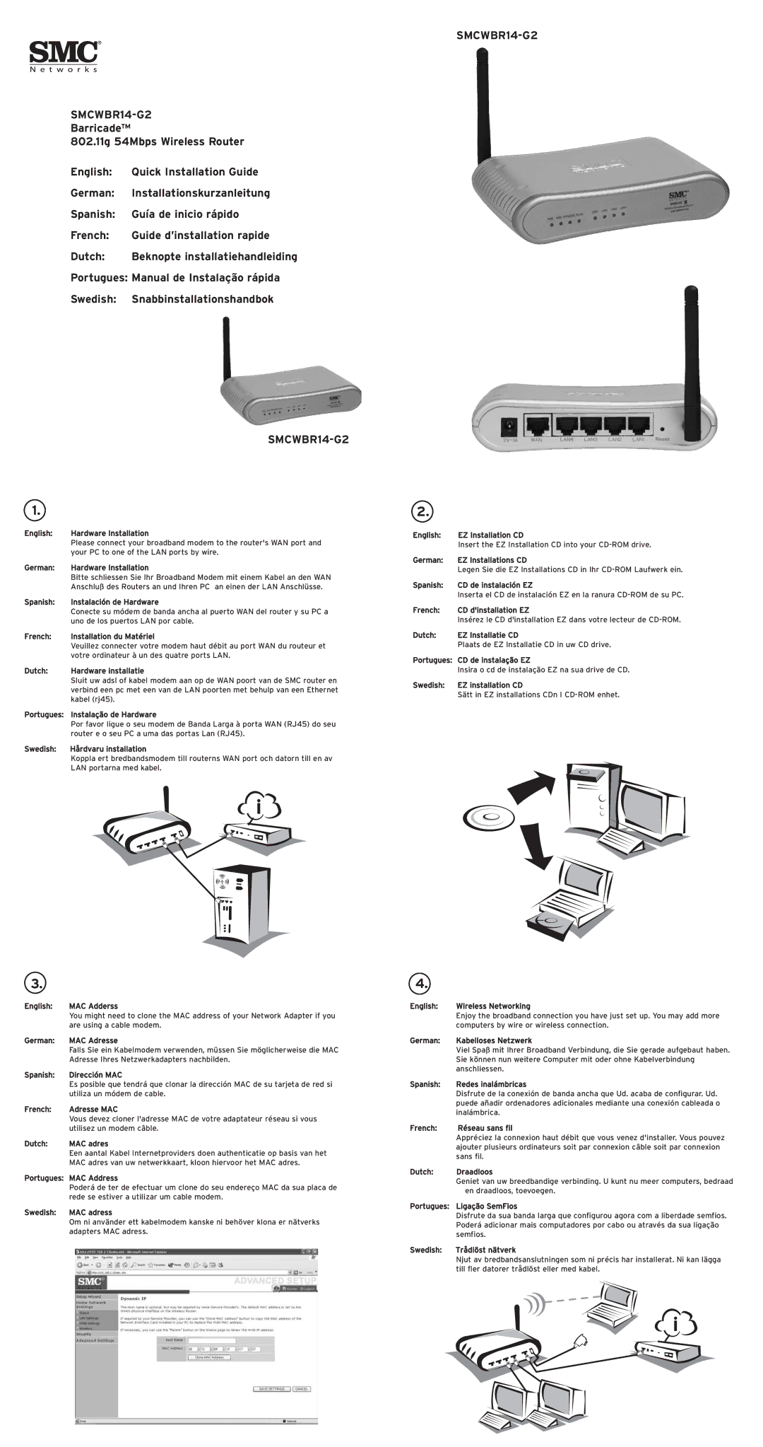 SMC Networks SMCWBR14-G2 manual 