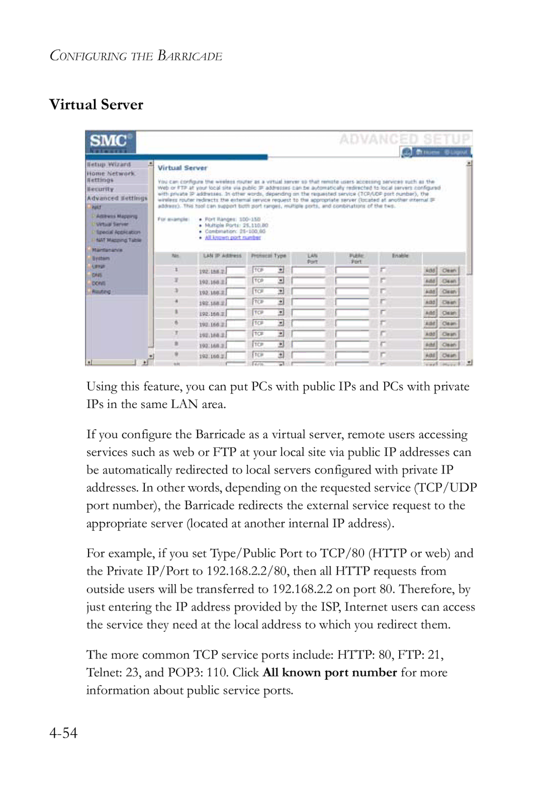 SMC Networks SMCWBR14-G2 manual Virtual Server 