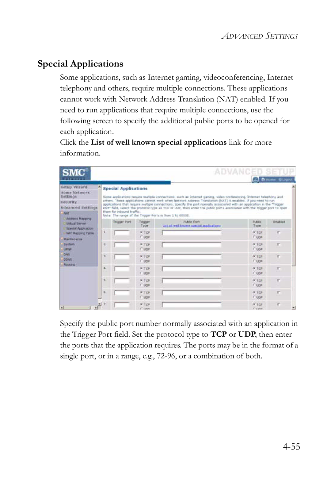 SMC Networks SMCWBR14-G2 manual Special Applications 