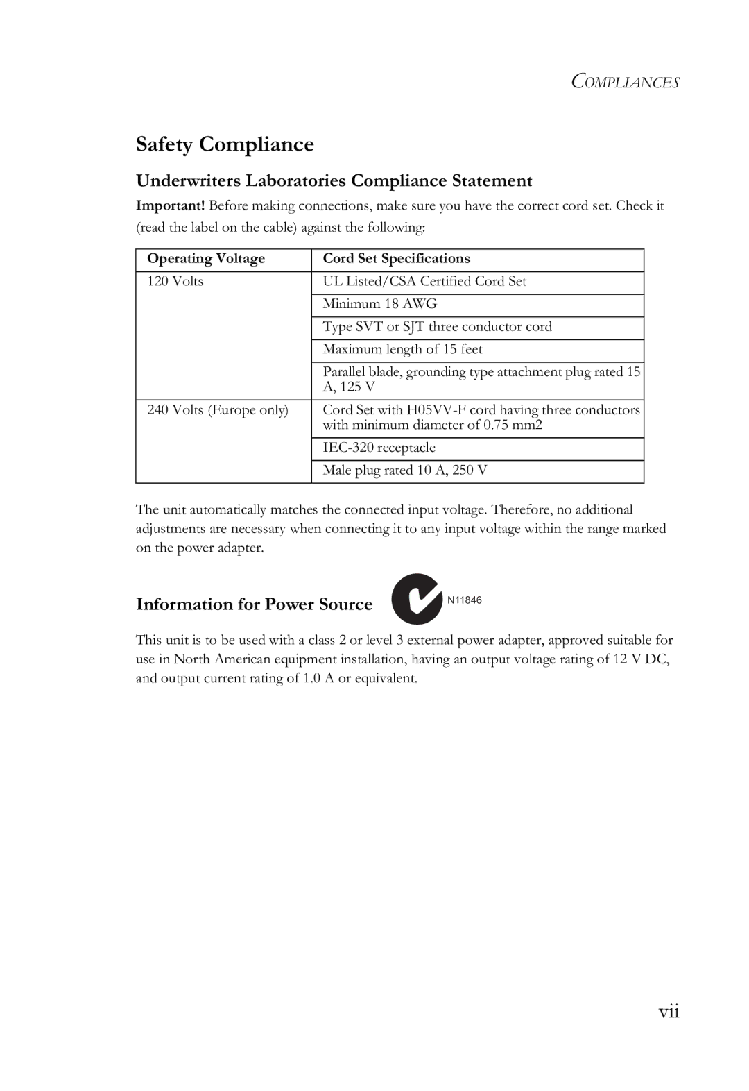 SMC Networks SMCWBR14-G2 manual Safety Compliance, Underwriters Laboratories Compliance Statement 