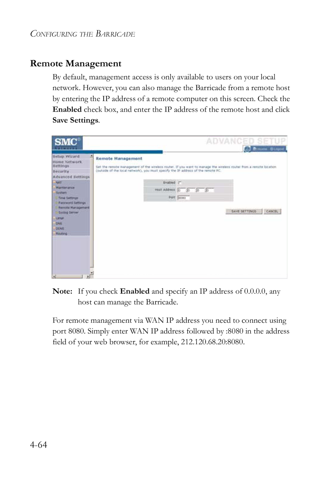 SMC Networks SMCWBR14-G2 manual Remote Management 