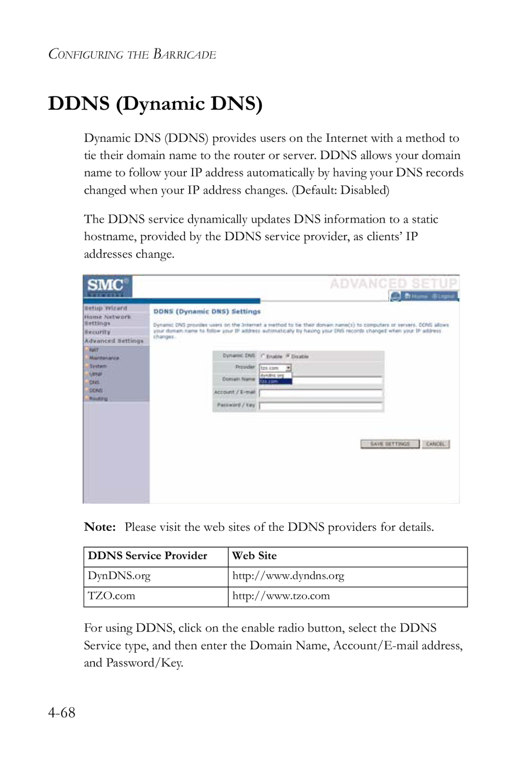 SMC Networks SMCWBR14-G2 manual Ddns Dynamic DNS 