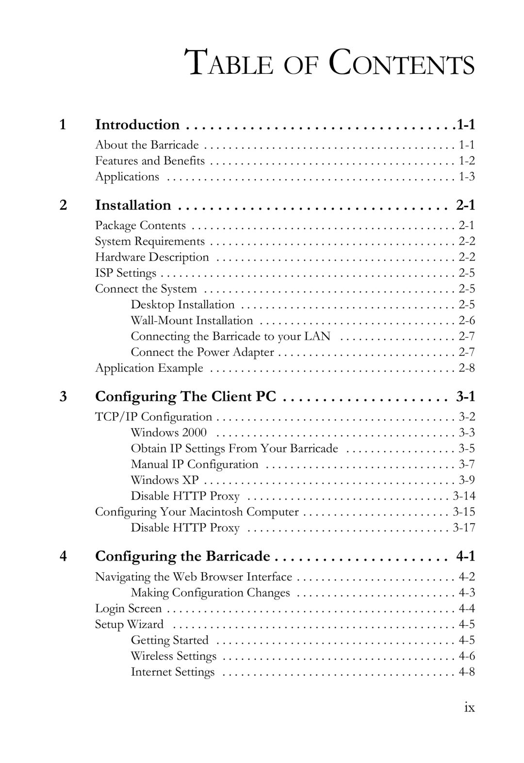 SMC Networks SMCWBR14-G2 manual Table of Contents 