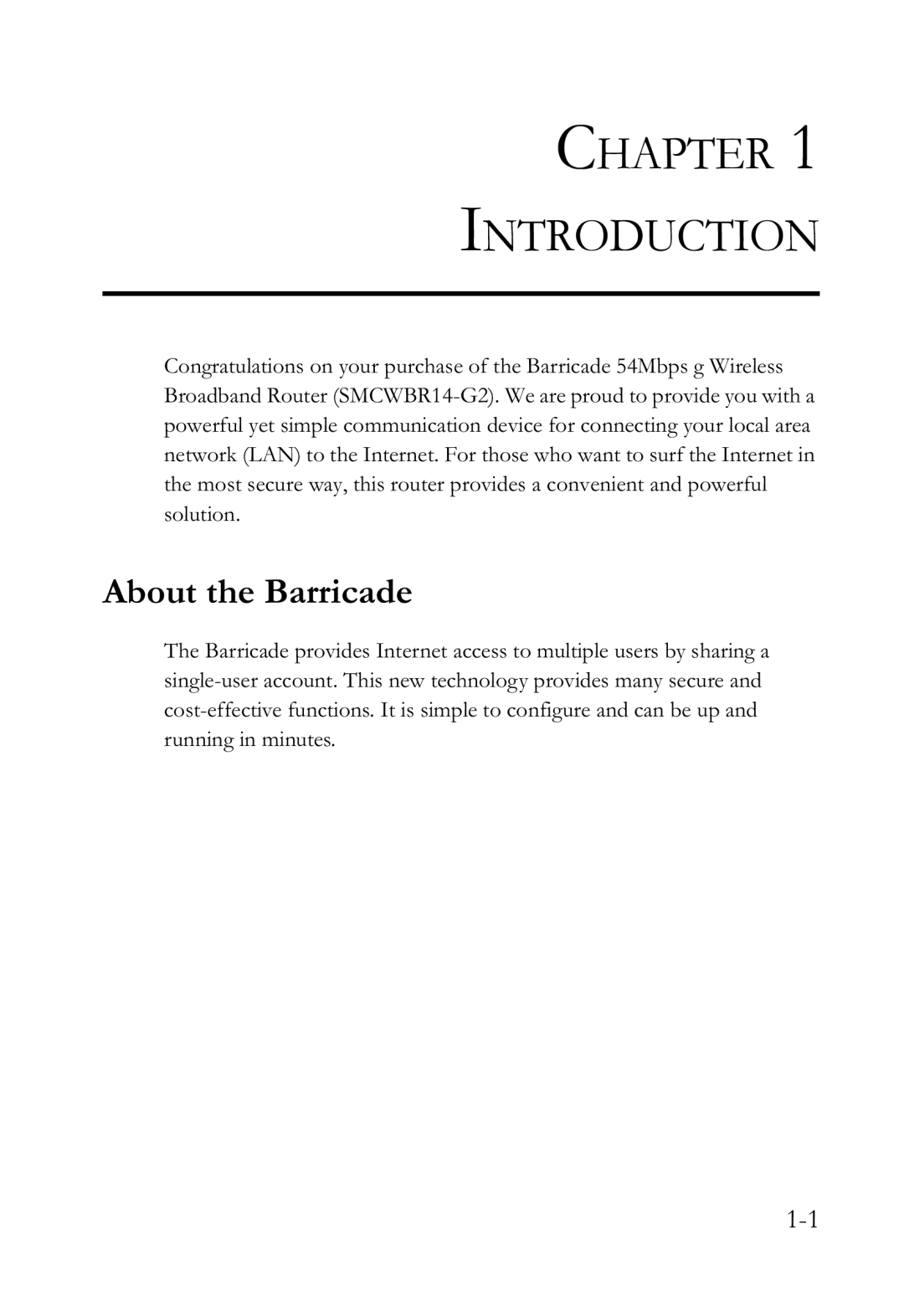 SMC Networks SMCWBR14-G2 manual Chapter Introduction, About the Barricade 